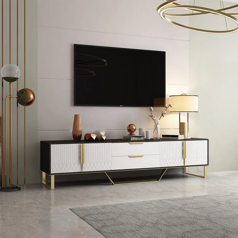 

Living Room Floor Tv Stand Family Wooden Drawers Modern Minimalist Steel Frame Bracket Luxury Design Furniture Tv Cabinet