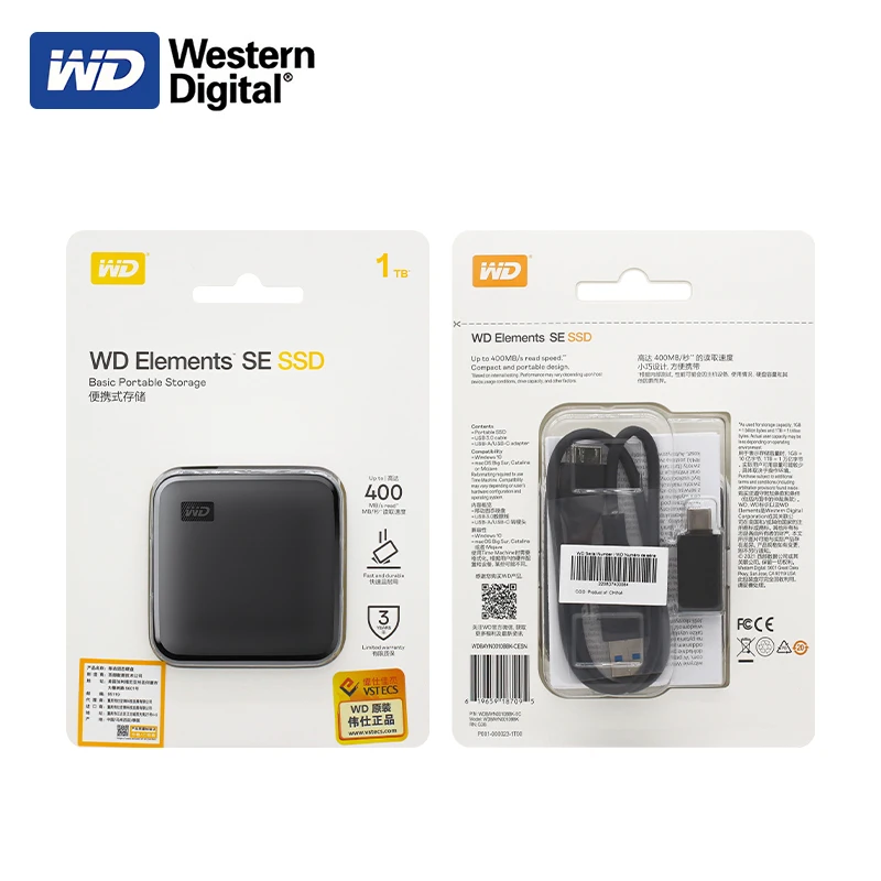    PSSD WD Elements SE SSD 480GB, 1TB, 2TB, б ִ 400 MB/s, ޴  ̺, Mac  ϵ ũ