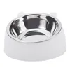 1Pc Cat Bowl Lovely Creative Inclined Kitten Puppy Food Feeding Bowls Stainless Steel Cats Drinking Feeder Pet Dogs Cats Feeders 4
