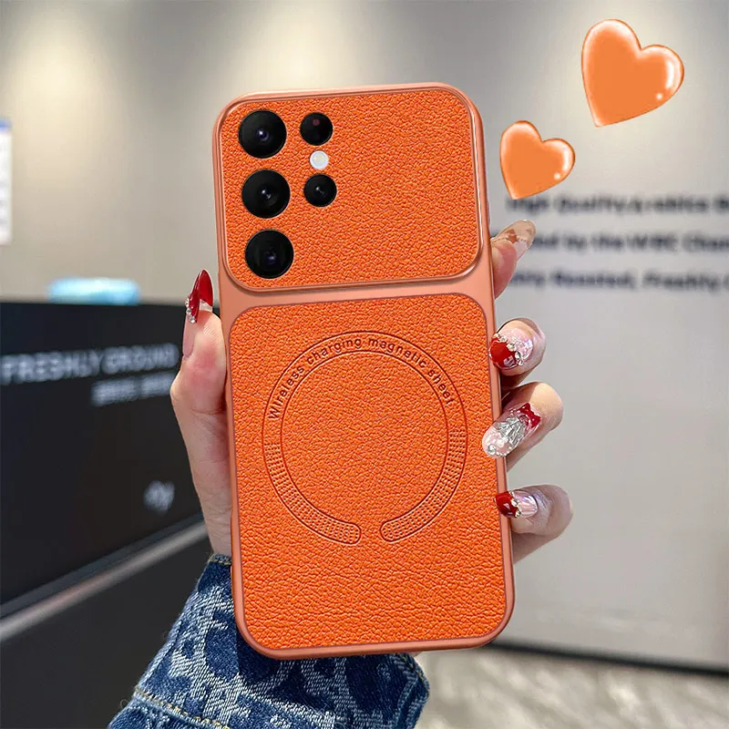Lychee Pattern Magnetic Ultra-Thin Wireless Charging Case Cover