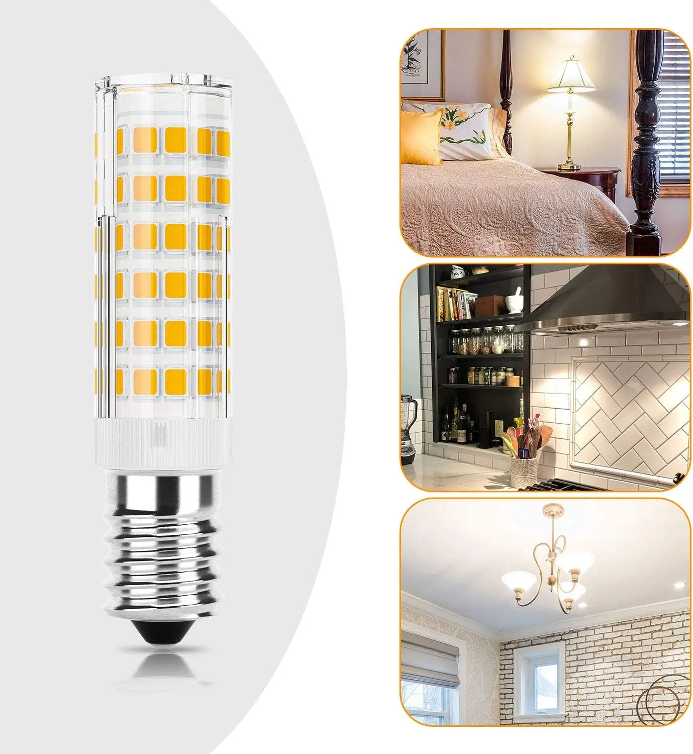 E14 LED 전구, 따뜻한 흰색 3000K, 70W 백열 전구, 디밍 불가, AC 110V-220V, 6 개