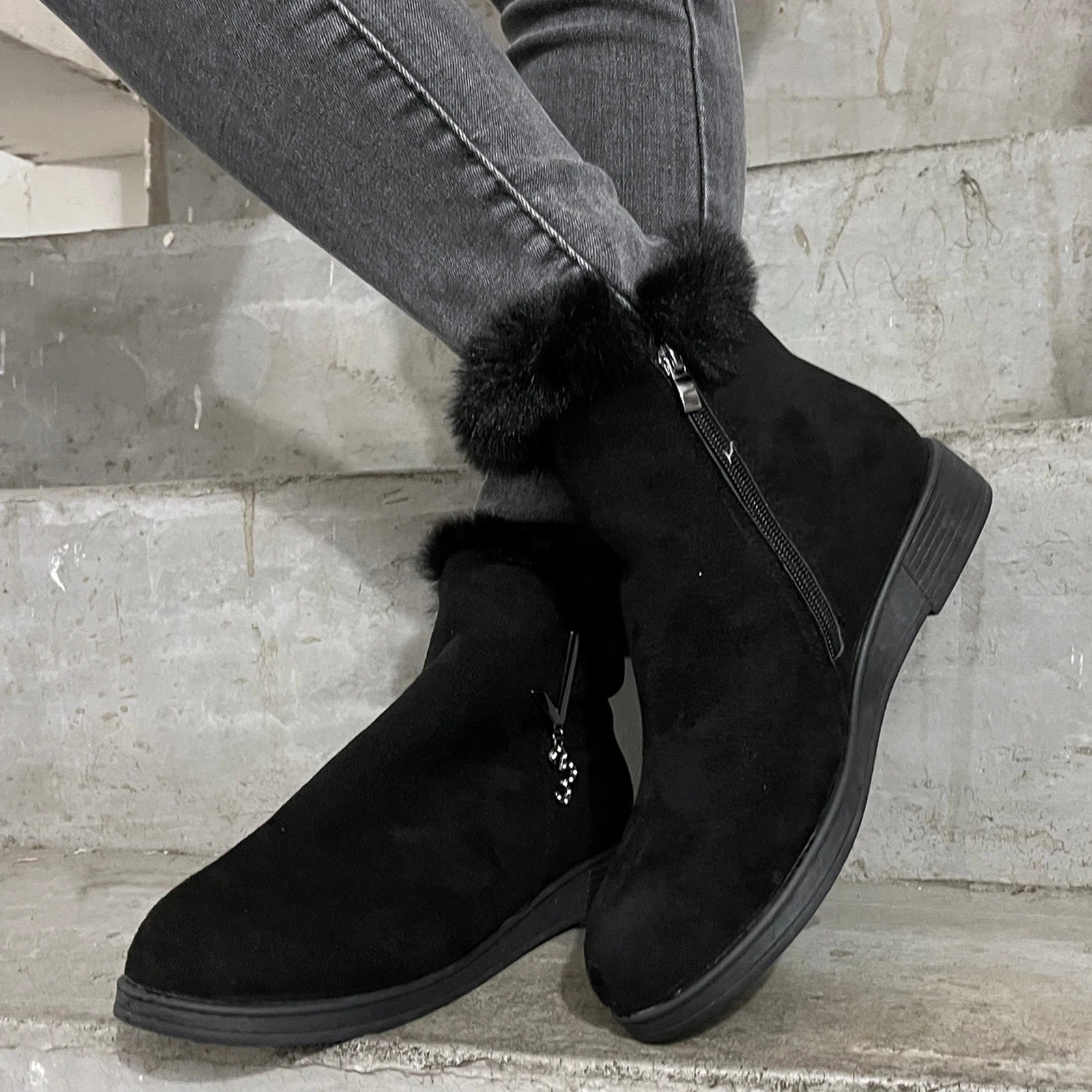 Botas bajas para hombre mujer, Botines de tacón grueso y ancho, informales, de cuero, talla 8,5| | - AliExpress