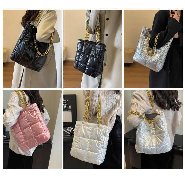 Borsa a spalla trapuntata donna elegante borsa tote puffer_voghion.com