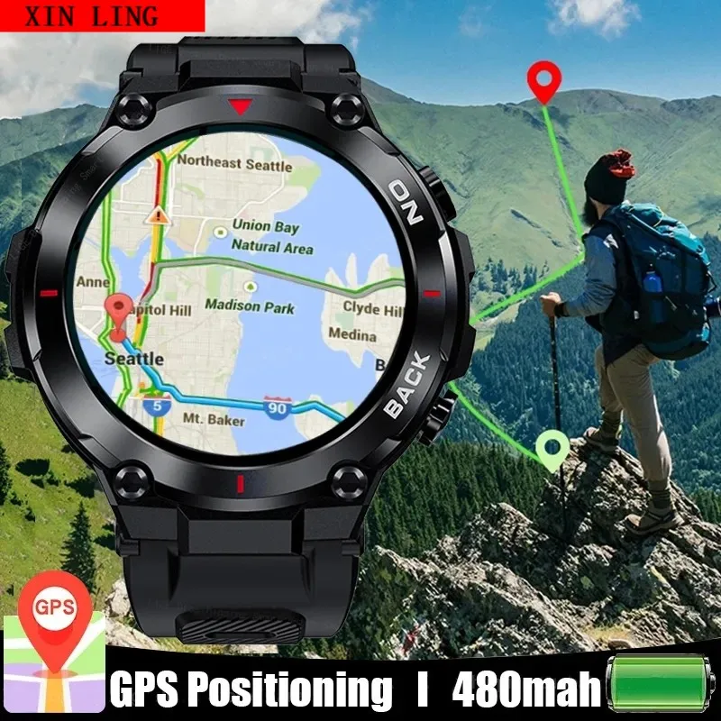 

2023 GPS New Smart Watch Men 480mAh Bracelet Sports Fitness Outdoors Watch IP68 Waterproof Smart Clock Call Reminder Smartwatch