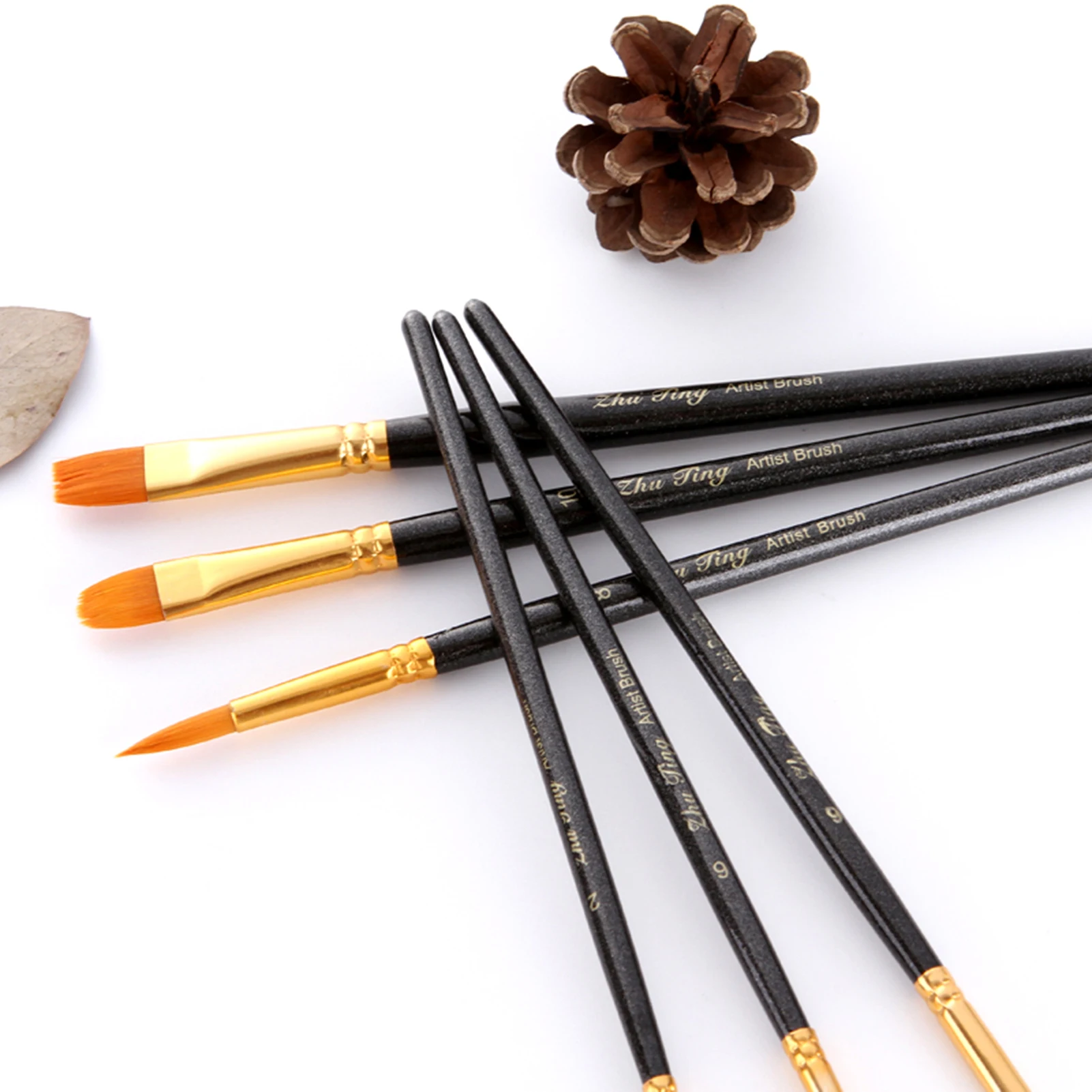 10pcs 아티스트 페인트 브러쉬 나일론 헤어 나무 손잡이 전문 페인트 브러쉬 어린이를위한 선물 성인용 네일 페이스 바디 아크릴