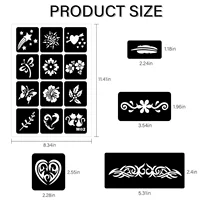 20/10/5/3 Feuilles de pochoirs de tatouage mixtes aléatoires, motifs petits (cœur, crâne) pour le body painting, kit de pochoirs à usage unique avec paillettes 3