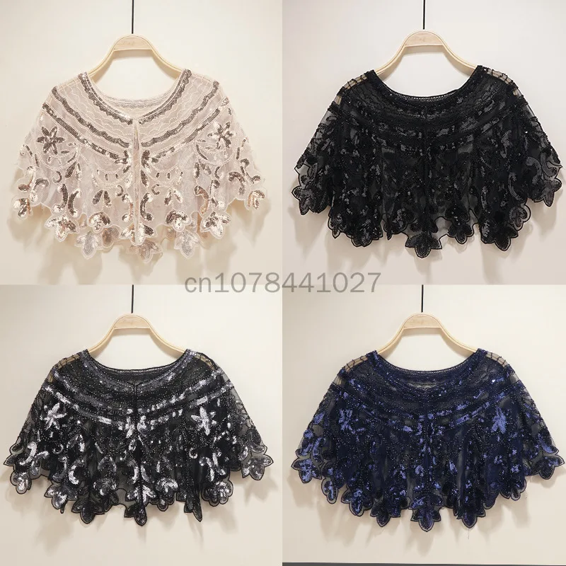 

Новые женские шарфы 1920s, Цветочная вышивка, Женская Обложка, искусственные бусины, винтажные сетчатые шарфы для платья