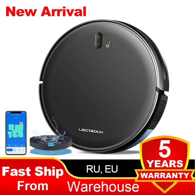 LIECTROUX L200 Robot Vacuum Cleaner & Wet Mop Combo,Smart Mapping