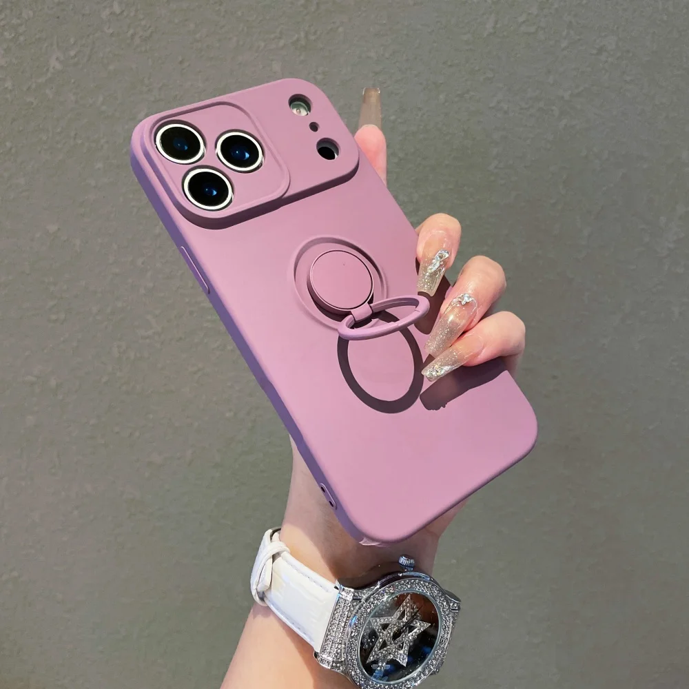Enhanced Liquid Silicone Magnetic Ring Stand Case - Candy Color Cover