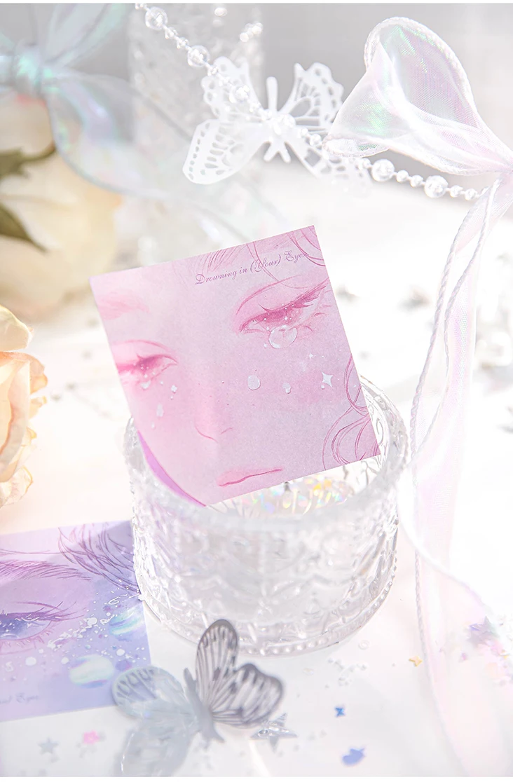 60 Blatt Indulge in Eye Serie Kawaii Ins zerreißbare Nachricht Memo kreative Collage DIY Scrapbook handgemachte Ästhetik Bastelpapier – Detail 8