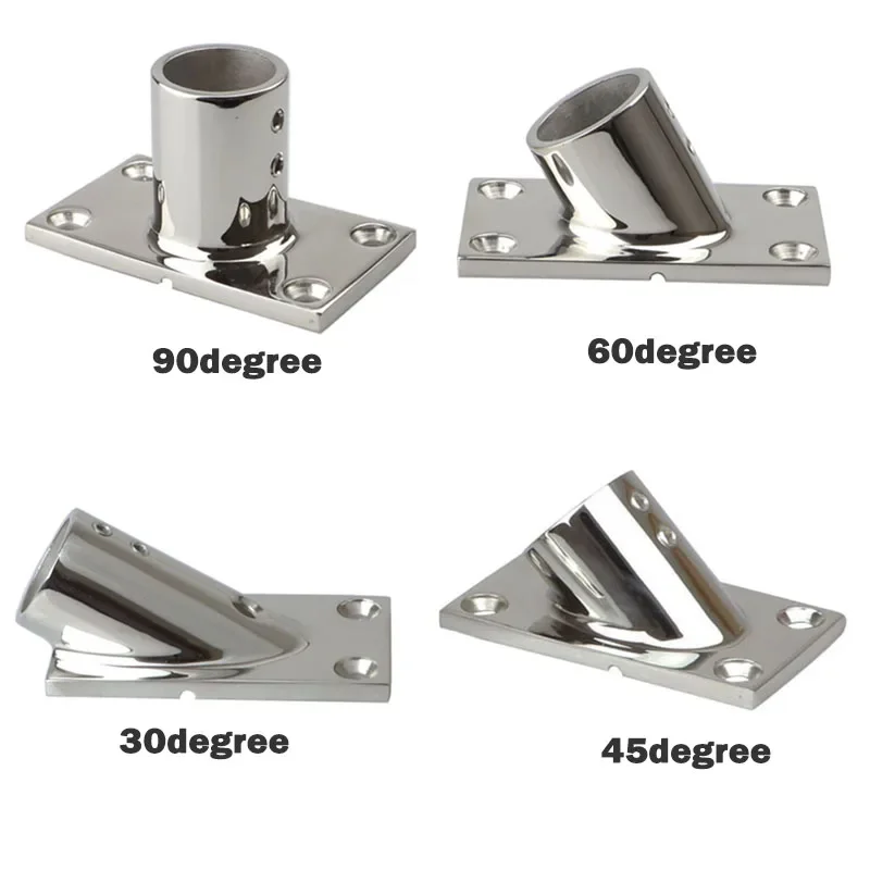 30/45/60/90 Degree Square Stainless Steel 316 Handrail Connectors Fittings 22/25mm Yacht Sailboat Railing Mount Bracket Hardware,flange connector