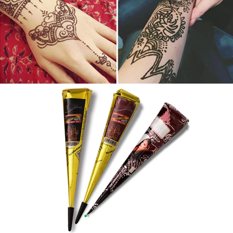 Fashion Indian Natural Herbal Henna Tattoo Paste Paint Temporary Waterproof Tattoo  Kit Body Art Sticker Mehandi Body Paint - AliExpress