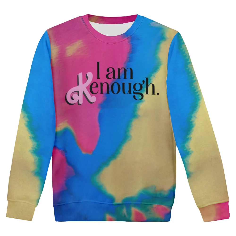 I Am Kenough Merch Tie Dye Cosplay Long Sleeve Streetwear Men Women Sweatshirt 2023 New Movie Fashion Clothes