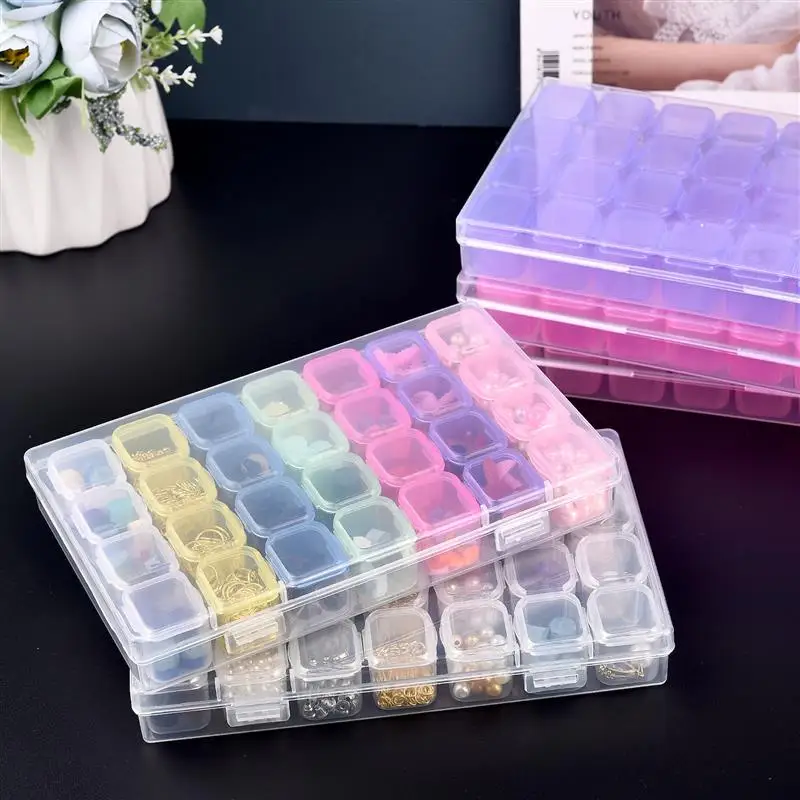 28Girds Adjustable Plastic Storage Box Storage Box Case for jewelry Diamond Embroidery Craft Bead Pill Holder Tool