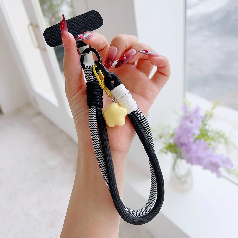 Universal Geflochtene Handy Lanyard Strap Cartoon Liebe Hängende Kette Ring Schnur mit Patch Handgelenk Strap Handy Abnehmbare – Detail 6