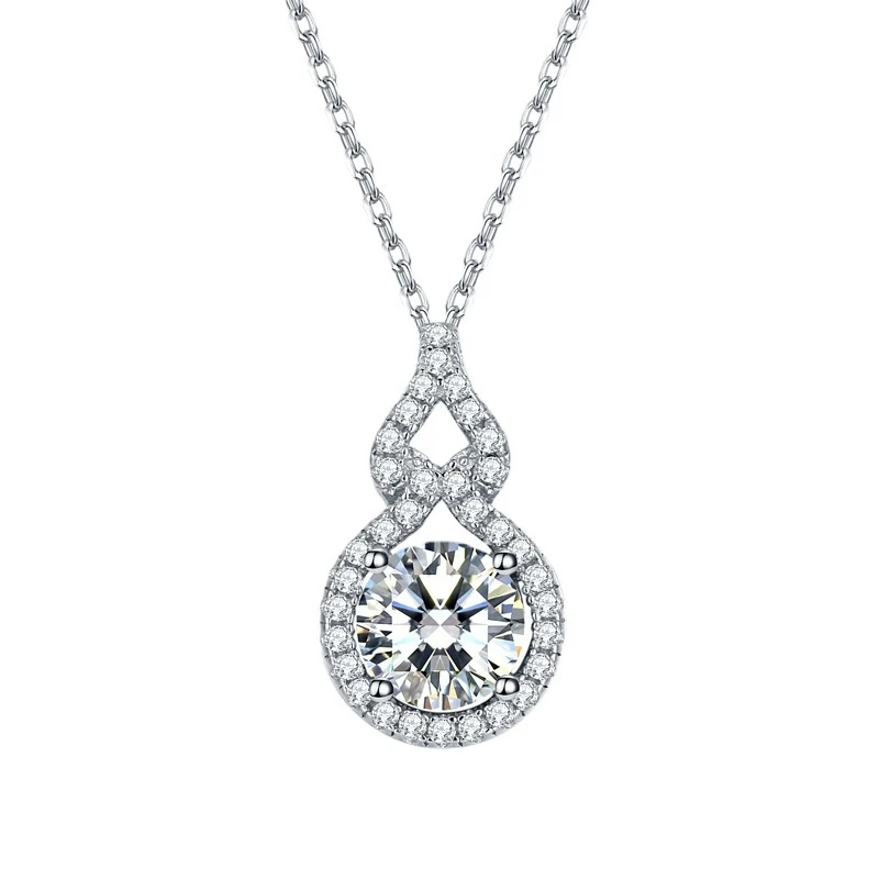 OXTAO D 컬러 Moissanite 인피니티 펜던트 목걸이 여성 진짜  약혼 럭셔리 조롱박 모양 쥬얼리