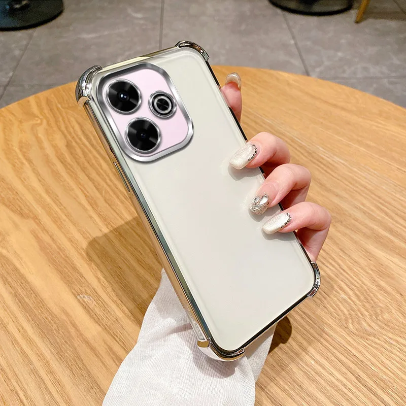 Enhanced Shockproof Silicone Phone Case with Reinforced Corners and Plating Design
