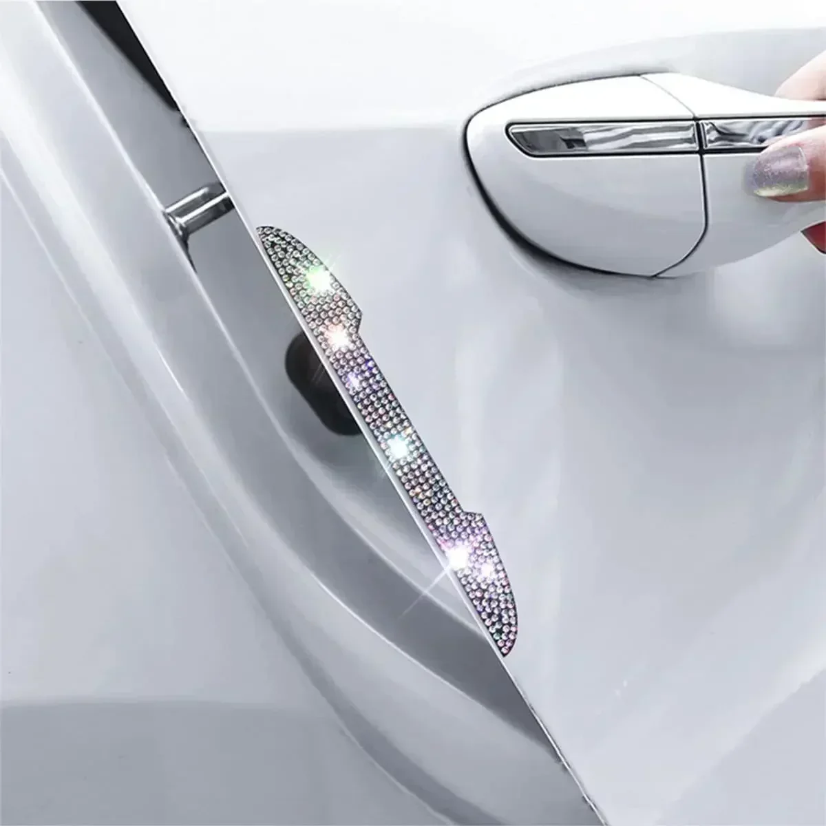 Bling Diamond Car Anti-Collision Strip Rearview Mirror Car Door Handle Prevent Decoration Rhinestone Scratch Resistant Strip