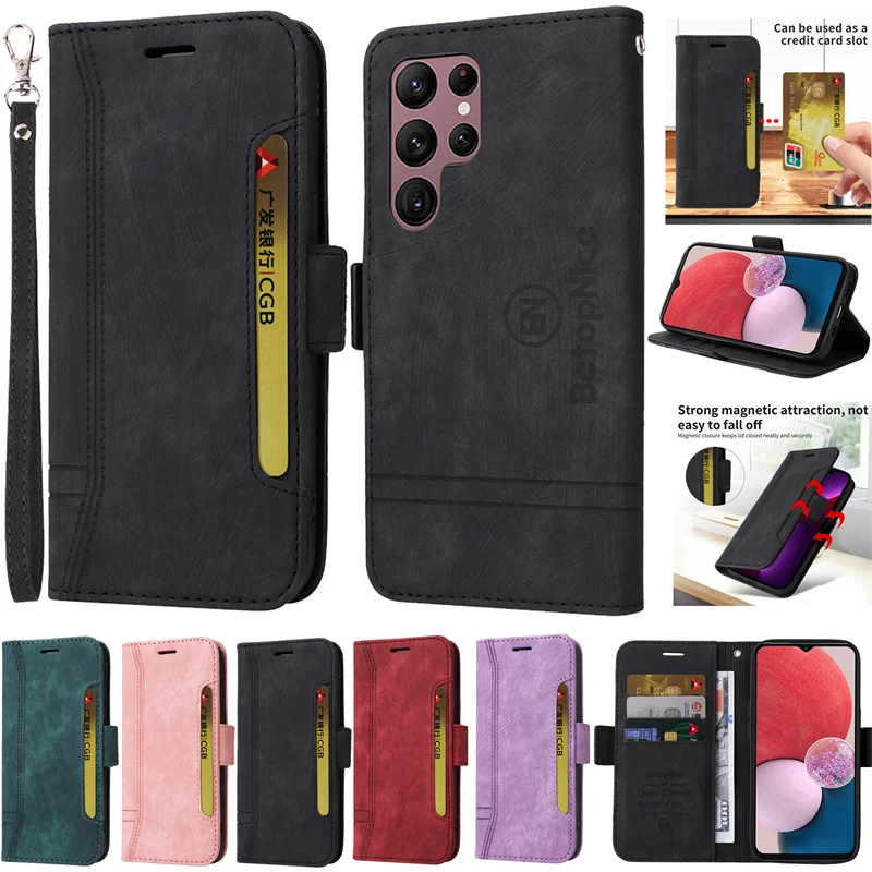 S23 S 23 Ultra Case Attrazione Magnetica Flip Funda Per Samsung Galaxy S23 S 23 Plus + Cover Borsa Per Fondina Tascabile Con Più Carte