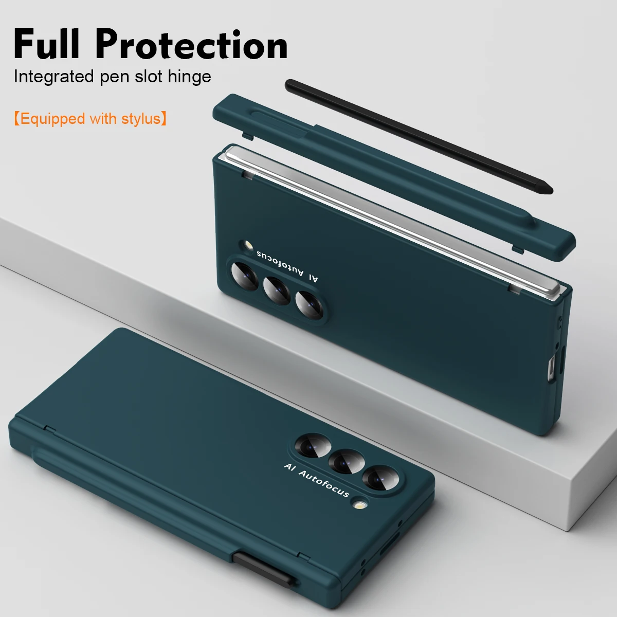 Macaron-stil frostat hårt PC-skal för Samsung Galaxy Z Fold 6 5 4 3 2 med glasskärmskydd med pekpenna_voghion.com