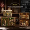 DIY Wooden Miniature Model Kit  Mini Box Coffee Bakery Store Casa Doll Houses 3D Puzzle Dollhouse With Furniture Friends Gifts 5