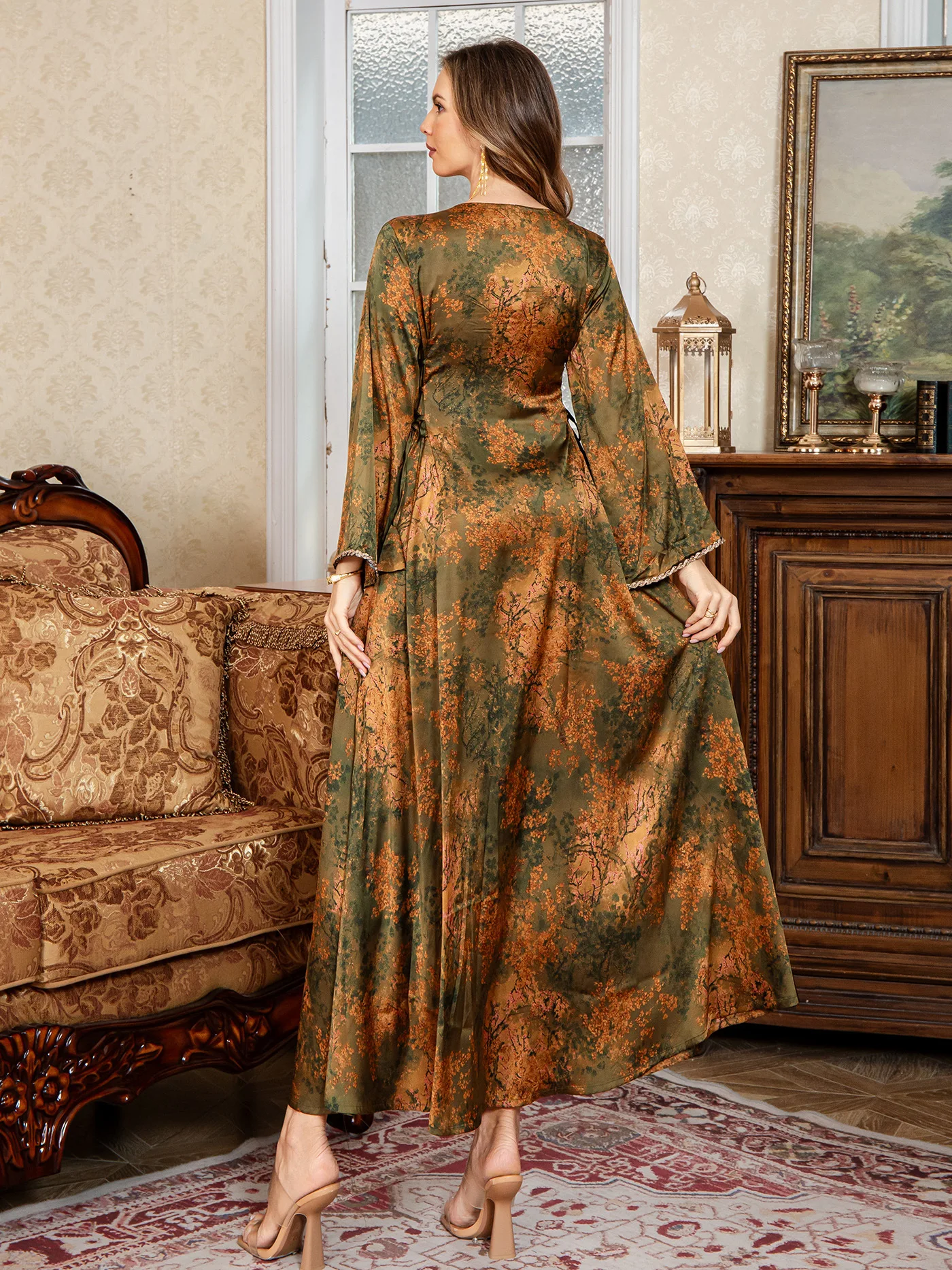 عباية فستان طويل فساتين العيد النسائية المطبوعة جلابية مسلم المغرب دبي حفلة عبايات قفطان إسلام فيستدوس رداء عربي رمضان