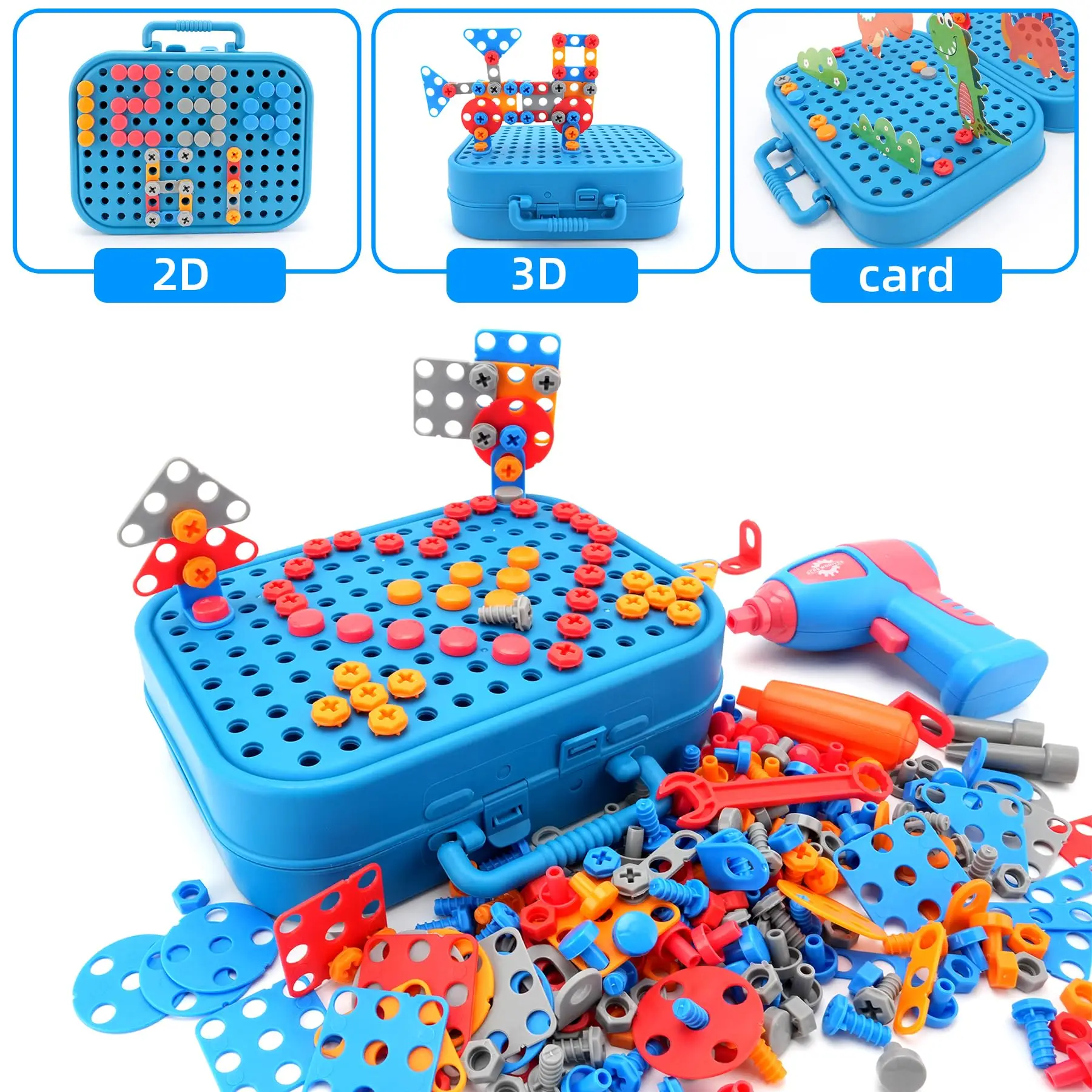 Children Toys Tool Set Electric Drill Screw Nut 3D Puzzle Toys Pretend Play Dinosaur Drilling Assembly Educational For Boy kids repair toys kids construction toys nut assembly toys kids pretend play set