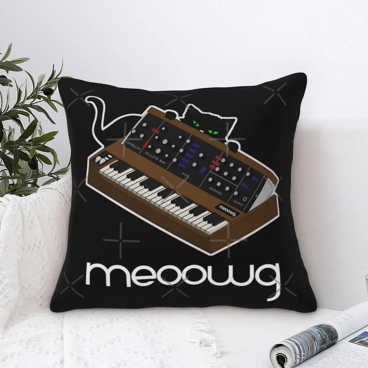 

Synthesizer Cat Meow Silky Velvet Throw Pillowcase Decor Pillows For Bed With Invisible Zipper Valentine's Day present