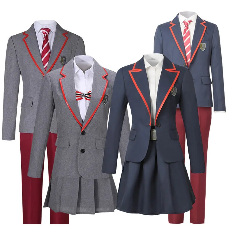 

S-XXXL Elite School Uniform Costume Adult Women Man Jacket Shirt Skirt Pleated JK Cloth TV Series Cosplay Halloween
