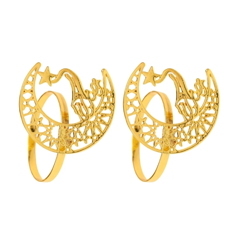 

KX4B 2 шт. кольца для салфеток с луной и звездой для обеденного стола, свадебные банкетные салфетки, кольца, декор