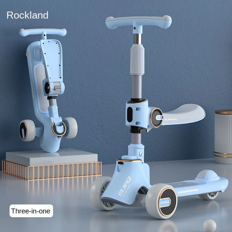

Child Scooter 2-12 Year Old Folding Shine Balance Bike Adjustable Height Skateboard 2 In 1 Baby Stroller Gift For Baby