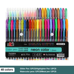 Vibrant Metallic Glitter Gel Pen Set - 12/60 Color Collection (48 Colors)