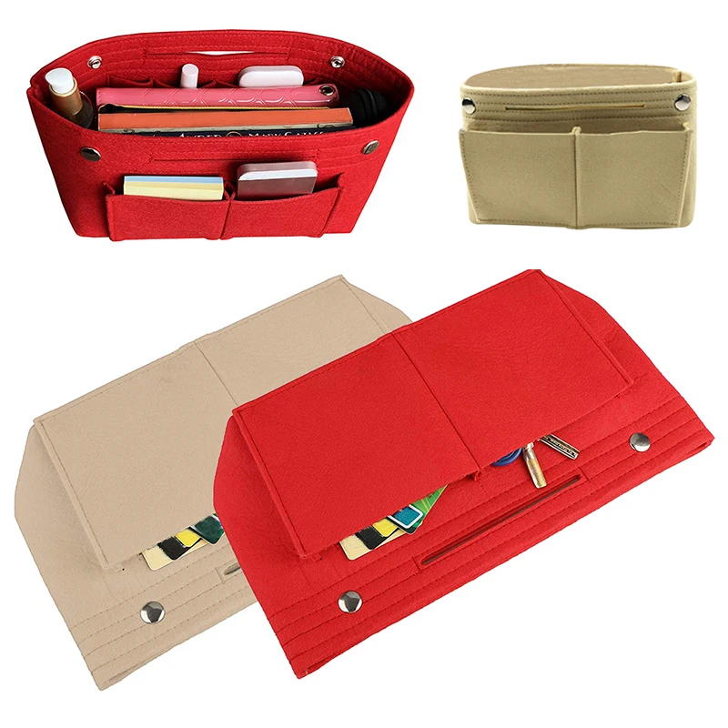 Felt Cloth Insert Bag Cosmetic Organizer Insert For Women Luxury Tote Handbags Makeup Bags Inner Pouch Liner Bag Purse Organizer
