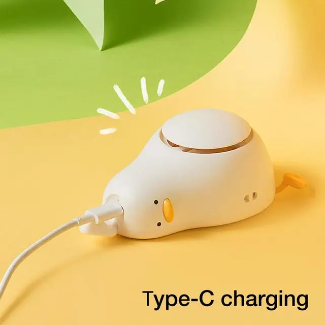 Hordozható Nyaklánc Ventilátor | Usb -Töltés Személyes Állítható 3 Sebességgel Aranyos Kacsa -Utazás A Rajongói Kézi - Image 2