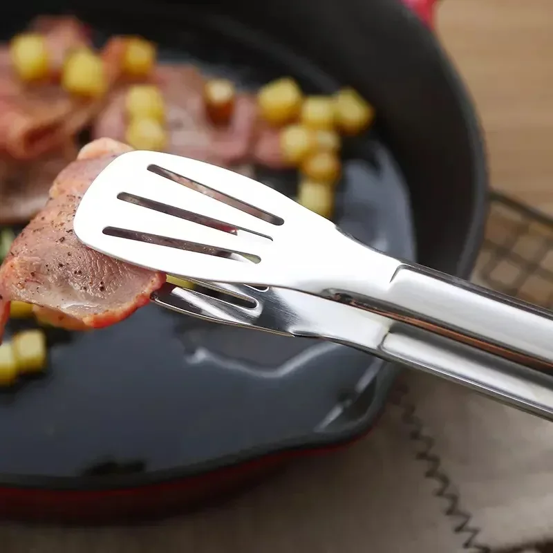 Stainless Steel Food Tongs BBQ Non Slip Barbecue Steak Clip Frying Fish Grill Bread Clips Cooking Tongs Kitchen Gadgets