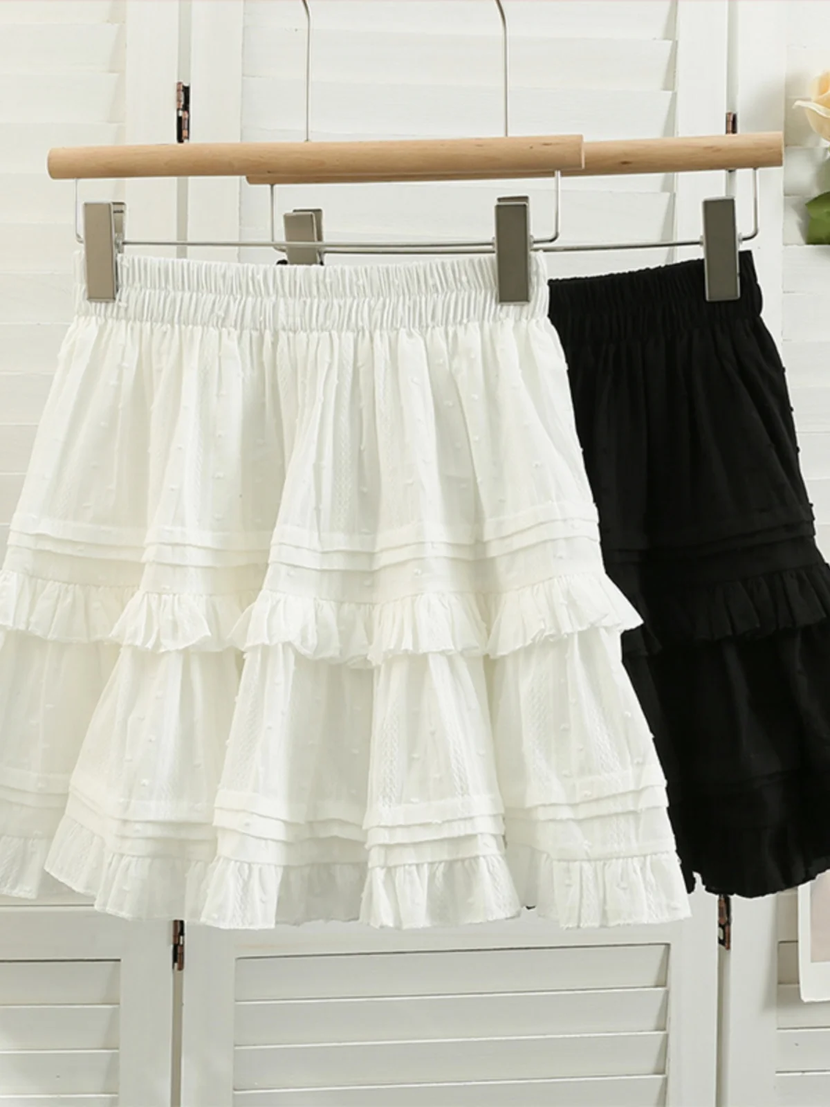 

French Style Sweet White Skirt Women Spring Summer High Waist Ruffles A-line Short Cake Skirts Simple All-matched Pantskirt