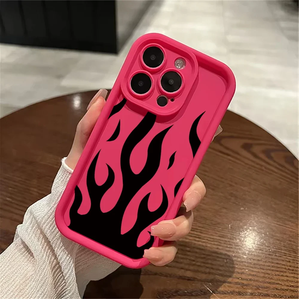 Sleek Black Flame Silicone Shockproof Phone Case