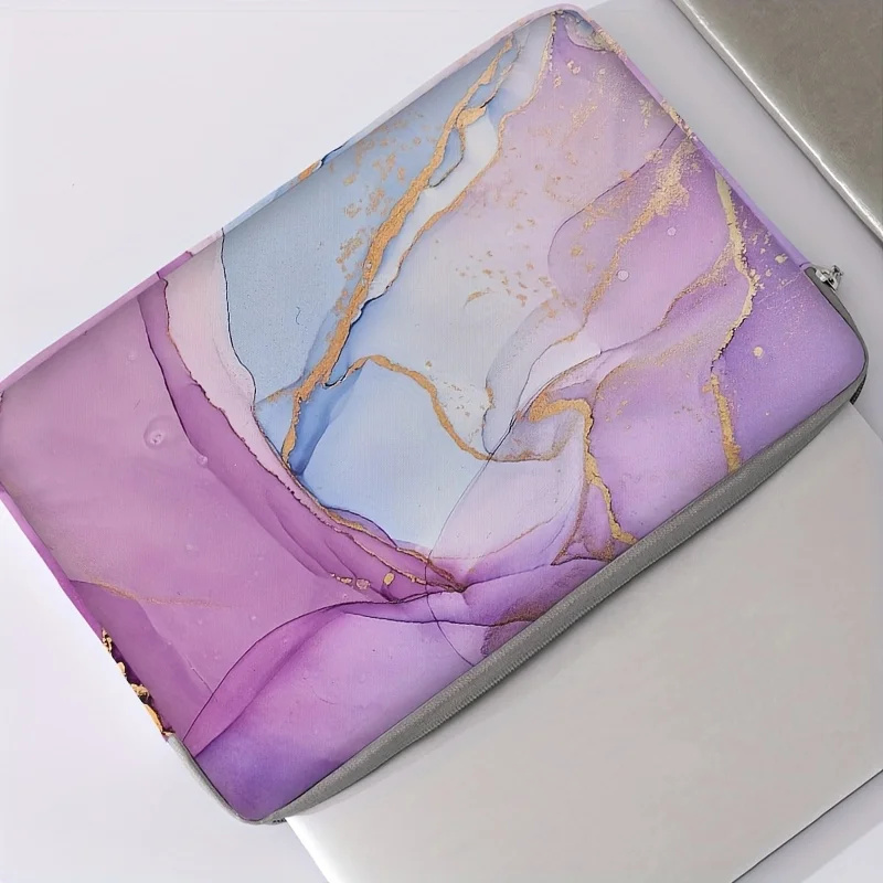 1-piece set, marble print pattern laptop bag, briefcase, suitable for 14 inch laptops, fixed laptop bag