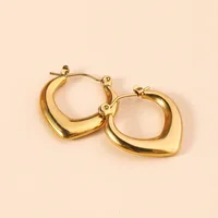 French Heart-shaped Stainless Steel Earrings, Non Fading Women's Gold Color Metal Earrings Jewelry Accessories 1