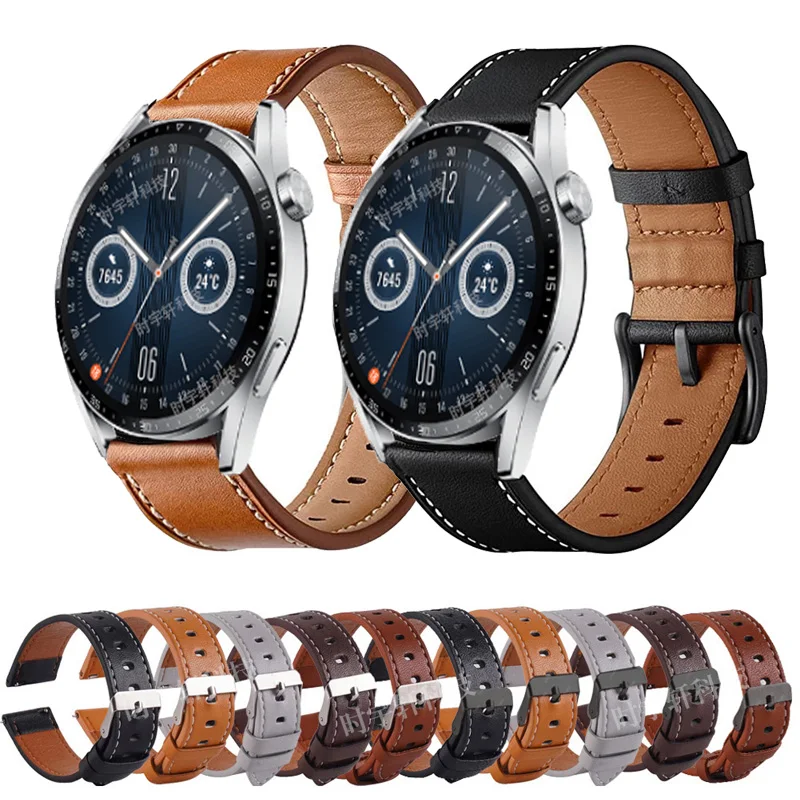 

Ремешок кожаный для Huawei Watch GT 3 42 мм 46 мм, спортивный браслет для Huawei Watch 3 4/GT 2 Pro/3 Pro 43 мм/Runner/2E, 20 мм 22 мм