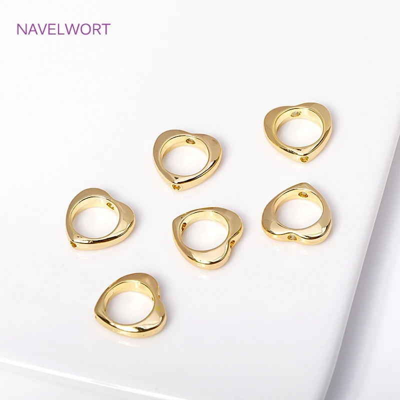 60 Telaini Per Perline A Cuore CREATCABIN | Distanziatori In Ottone Placcato Oro 18k, 10x9,5 Mm, Doppio Foro, Per Creare Gioielli Fai Da Te, Ciondoli E Collane