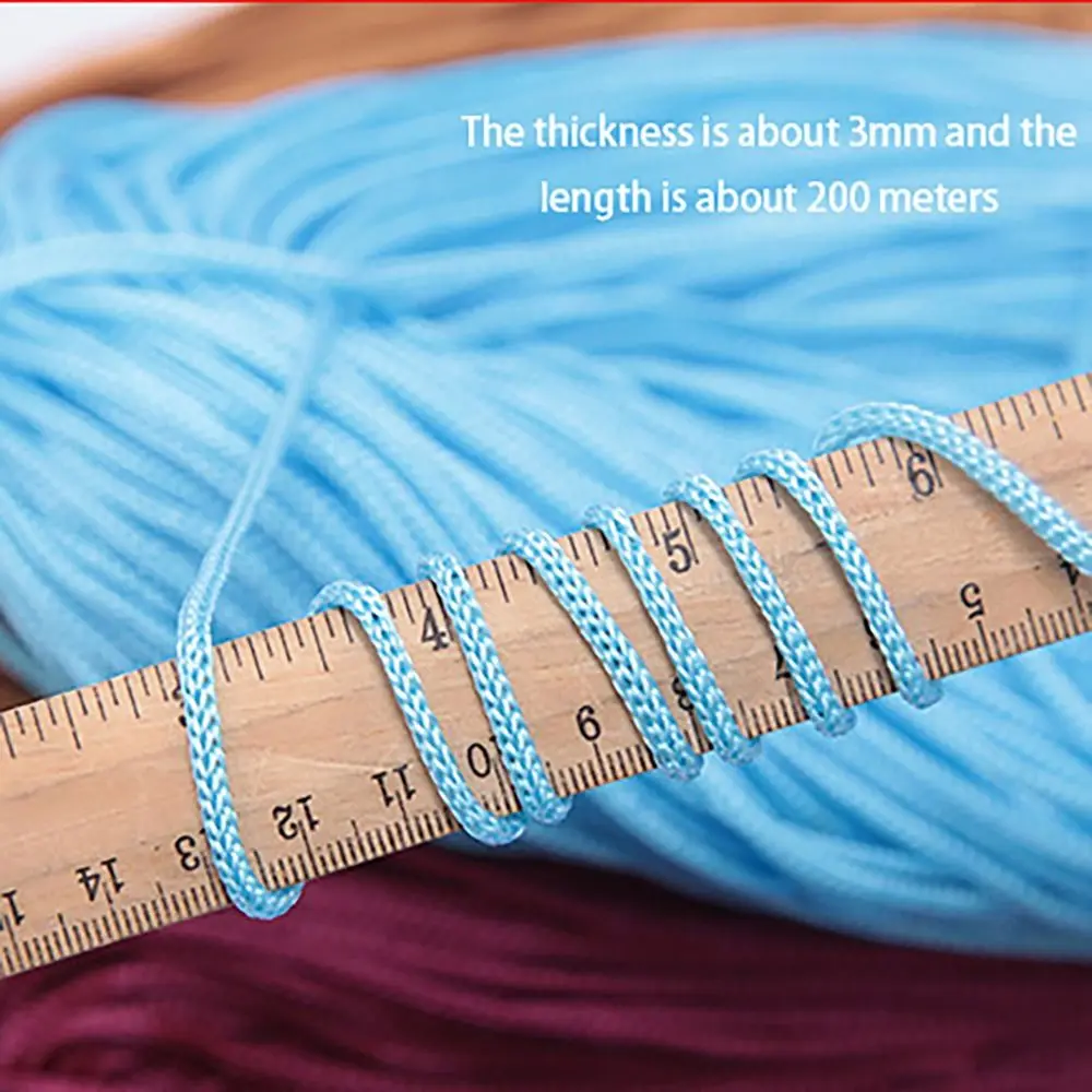 Textured 200M 3mm DIY Macrame Rope Hollow Line Hand-Woven Nylon Cord Hat Bag Shoe Doll Handicrafts Thread 6
