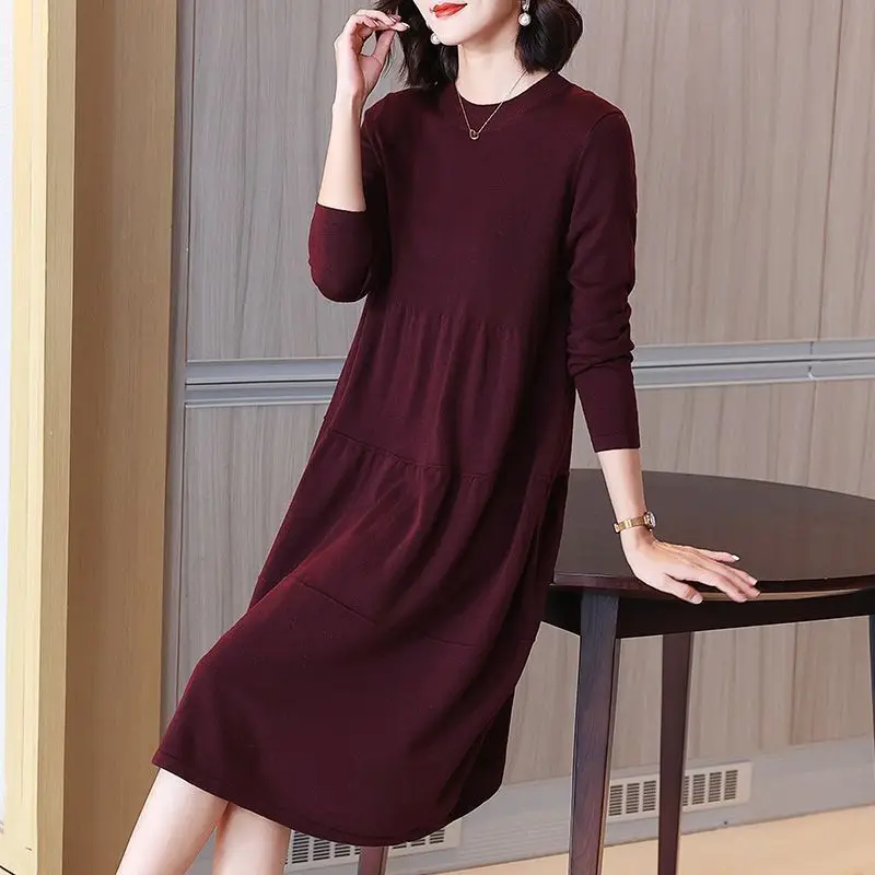 Frühling Herbst Mittleren Alters Mutter Pullover Kleid Stricken Woolen Pullover Jumper Neue Lose Strickwaren Warme Woolen Pull Frau Kleidung – Detail 5