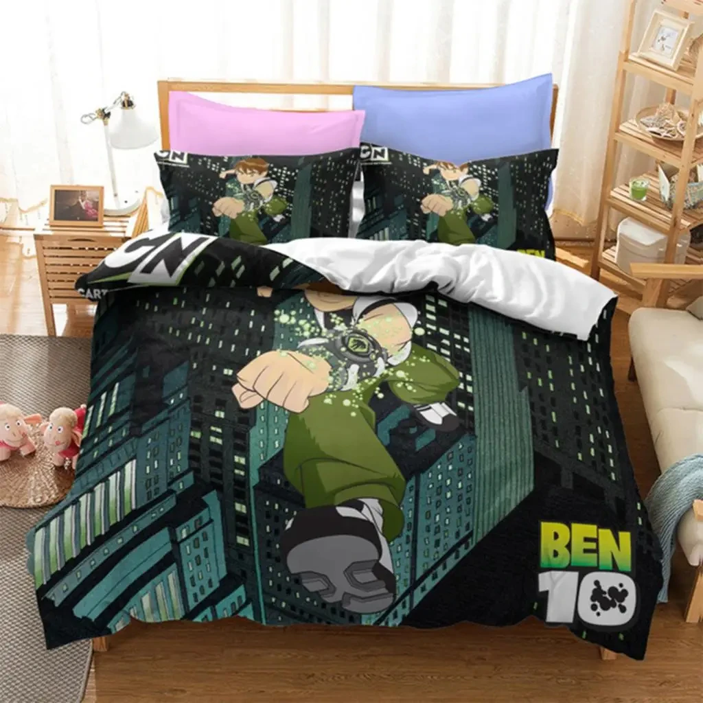 

3d Print Ben Alien Force 10 Teenage Hacker 2/3pcs Bedding Set Boys Girls Twin Queen Size Duvet Cover Pillowcase Bed Kids Adult