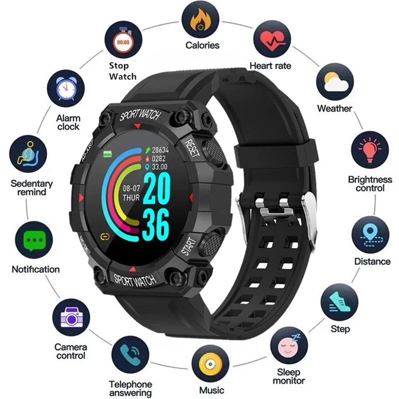 Y56 Smart Watch Men Women Full Round Color Screen Blood Pressure Heart Rate Monitor Fitness Outdoor Smartwatch For Ios Android