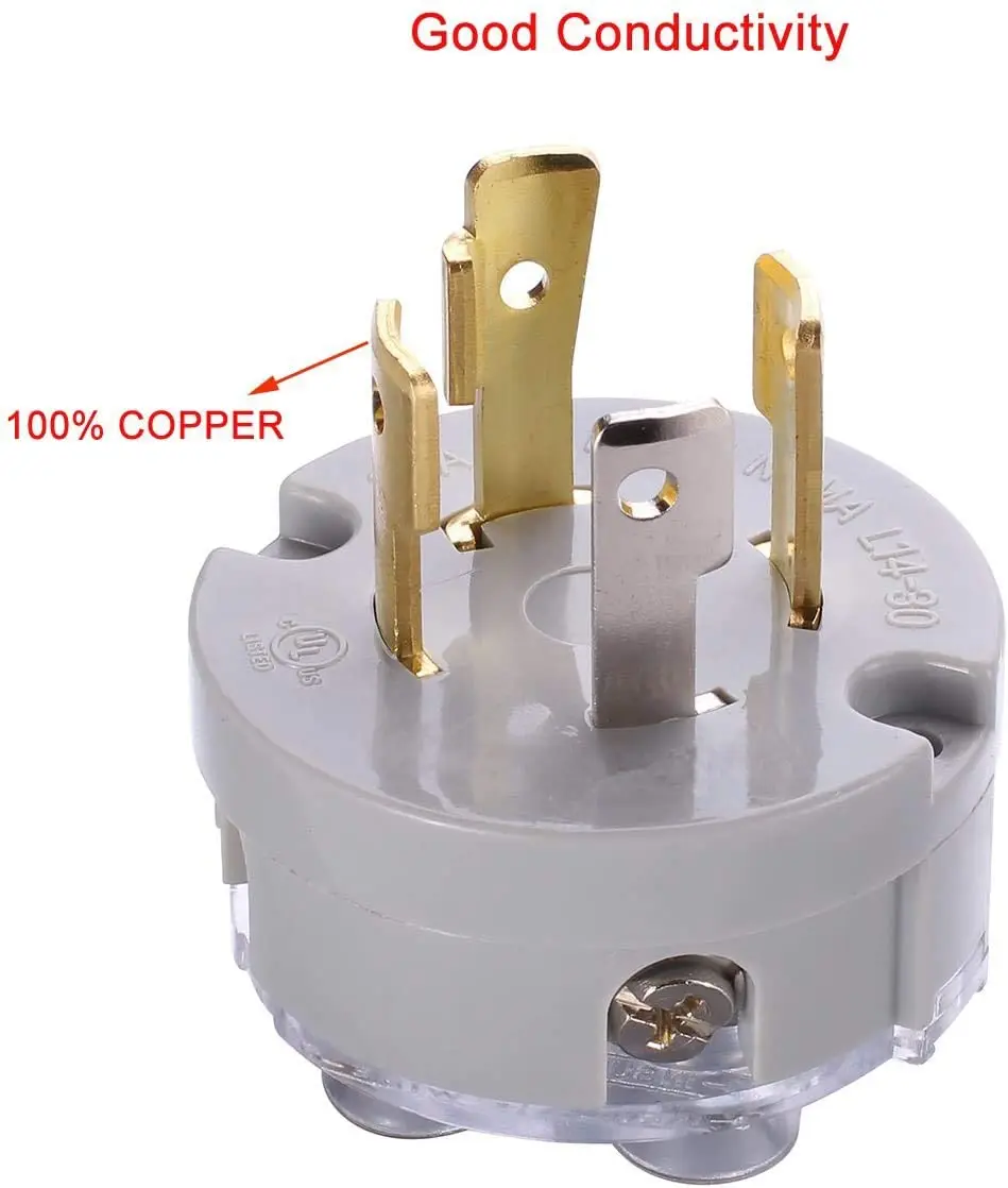 NEMA L14-30P ߻ ÷,     ÷, ִ 7,500W,  /UL , 30 Amp 4-Prong