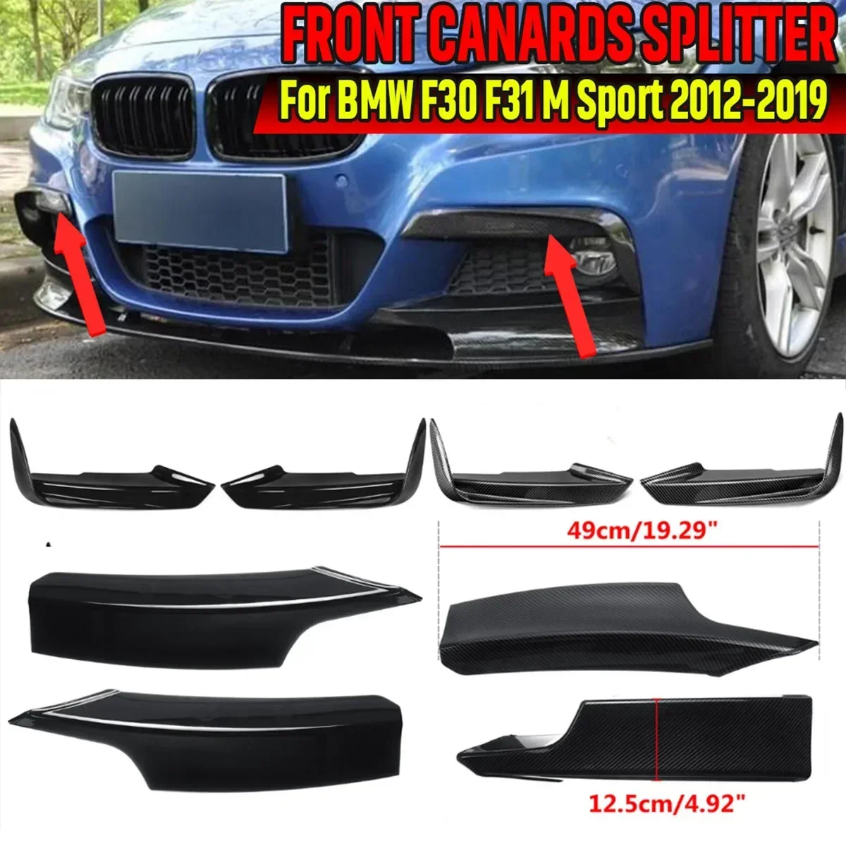 Paar Nebel Licht Lampe Augenbraue Rahmen Abdeckung Für BMW F30 F31 F35 M Sport 2012-2019 Auto Frontschürze lip Splitter Canards Spoiler