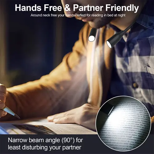 LED Reading Neck Light Usb Rechargeable Book Lamp 360° Flexible Arm Reading Book Light Read Neck Lamp Study Reading Night Light - Image 5