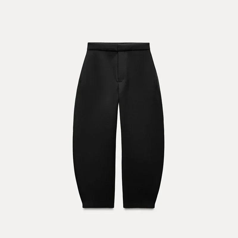 Black Elegant Pant Suit Women V-neck Sleeveless Ruffles Tank Tops Loose Trouser Female 2 Pieces 2025 Fashion Lady Outfits New
