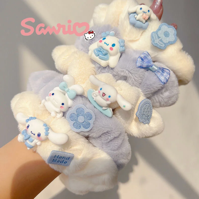 

Sanrio мультфильм Cinnamoroll резинка для волос плюшевая резинка держатель для конского хвоста головной убор эластичные повязки для волос кавайные аксессуары для девочек Подарки